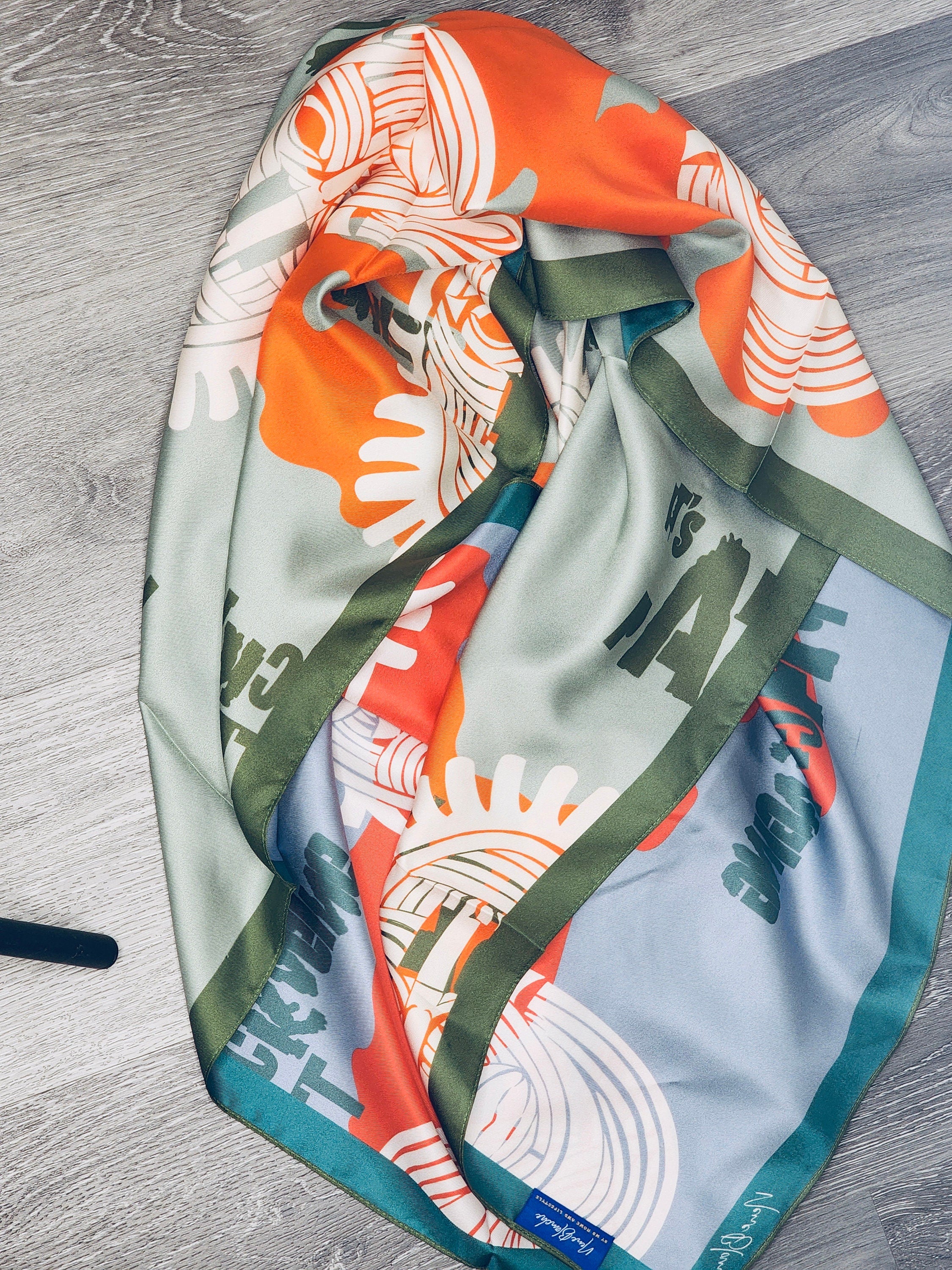 GEMME 100 % Mulberry Silk Versatile, African Art Inspired Scarf