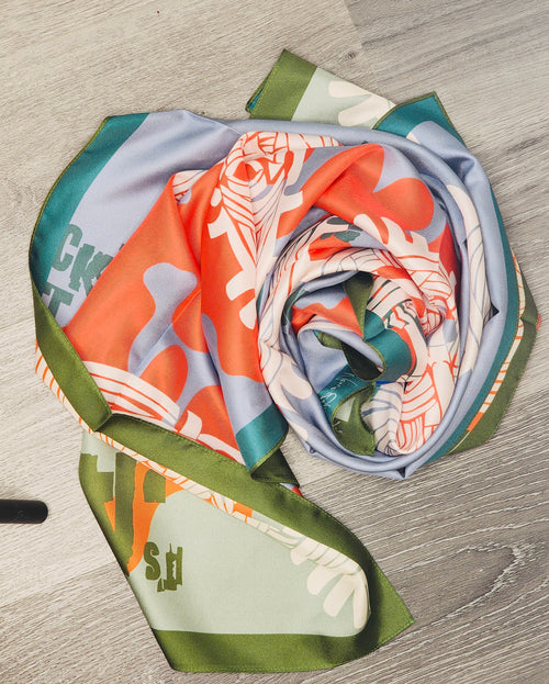 GEMME 100 % Mulberry Silk Versatile, African Art Inspired Scarf